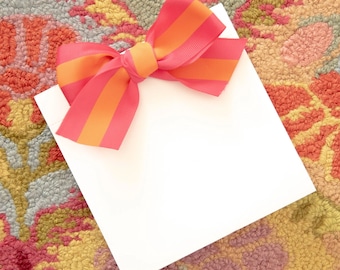 Ribbon Bow Notepad Desk Accessory Office Supply Organization Item Writing Pad Paper Stationary Gift Idea Desktop Decor Elegant Design