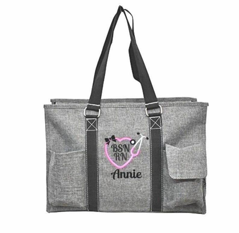 Personalized Nursing Bag Medical Tote Hospital Utility Nurse Gift Graduation Present Healthcare Professional Clinical Supply Organizer image 1