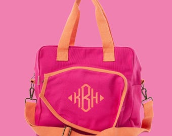 Personalized Pickleball Bag Monogrammed Canvas Sports Tote Custom Sports Tote with Racket Pocket Pickleball Gift for Players and Tournaments