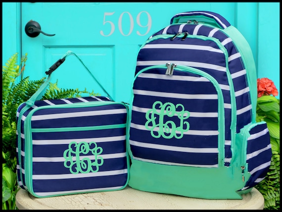 CLOSEOUT - Monogrammed Backpack & Lunchbox - Heavy Duty Presley Prep Backpack and Lunch Box Set - Girls Backpack - Boys Backpack Set