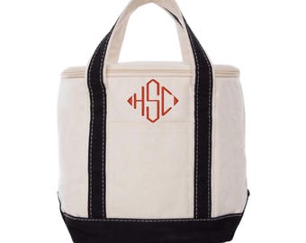 Monogramed Soft Sided Tote Cooler Personalized Lunch Bag Small Insulated Cooler New Brown Bag Coworker Gift for Staff