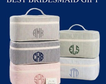 Bridesmaid Train Case Makeup Travel Cosmetic Storage Toiletry Bag Personalized Wedding Party Gift Graduation Birthday Bff Cosmetic Case
