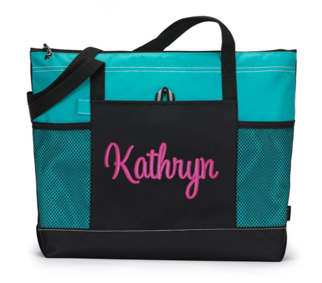 Personalized Tote Bag With Full Zipper Custom Name Personalized Canvas