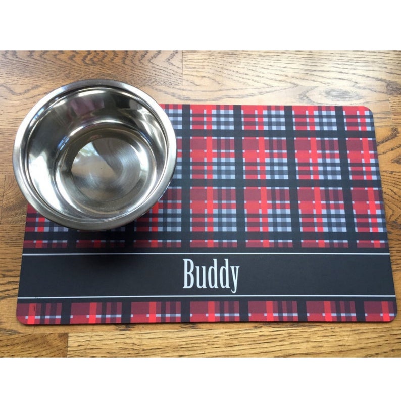 Plaid Pet Food Mat Pet Placemat Dog Placemat Etsy