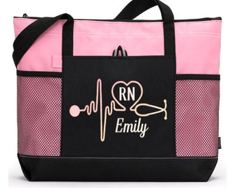 Monogrammed Nurse Utility Bag - Personalized Medical Bag - Nurse Utility Bag - Stethoscope Bag - Nurse Organizer Tote - Rn, Lpn, Cna, Cma