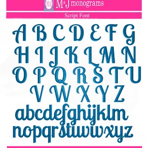 Pode incluir: Um gr&aacute;fico do alfabeto ingl&ecirc;s em uma fonte de letra cursiva azul. As letras s&atilde;o mai&uacute;sculas e min&uacute;sculas.
