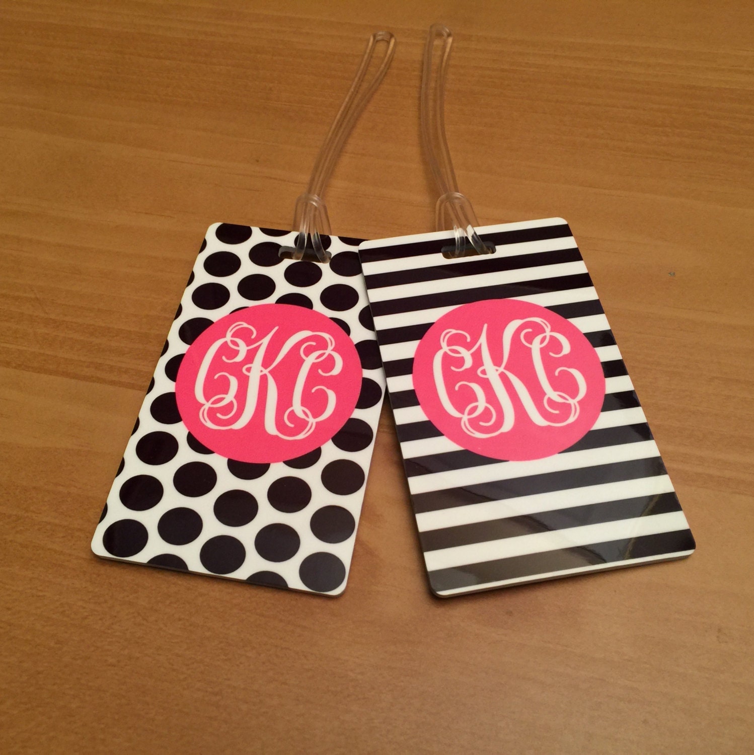 TWO Monogrammed Luggage Tags Personalized Luggage Tag Set Etsy
