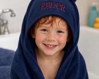 Personalized Baby Towel with Ears Hooded Design Custom Embroidery Bath Wrap Infant Gift Shower Idea Newborn Essential Cotton Material Kids