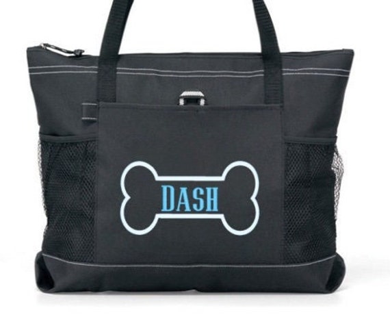 Personalized Dog Tote Bag Organizer Pet Supplies Travel Puppy Essentials Storage Solution Zippered Carrier Lightweight Design Monogrammed