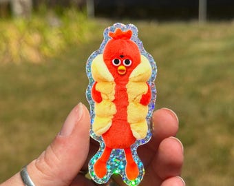 Glitter Vinyl Sticker | Custom OOAK Design | BoneBurrow | Hotdog