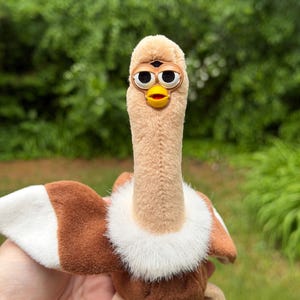 Beanie Baby Ostrich Furby-Inspired Oddbody | OOAK Collectible Plushie | BoneBurrow