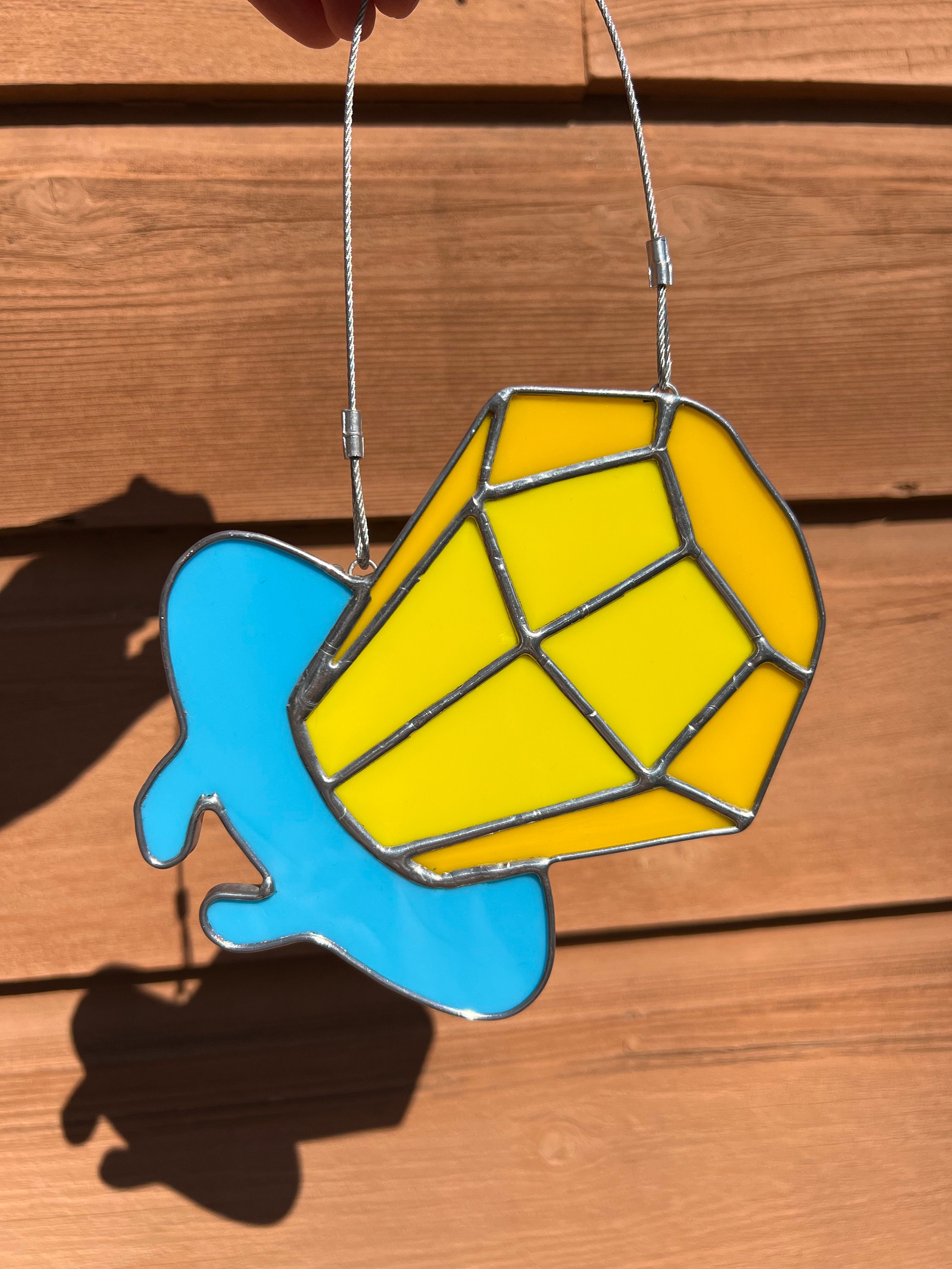 Ring Pop Stained Glass Suncatcher | Yellow Blue