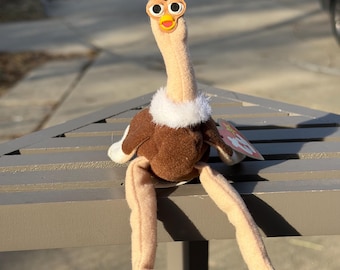 Teenie Beanie Ostrich | Furby-Inspired Oddbody | OOAK Collectible Plushie | BoneBurrow