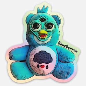 HOLOGRAPHISCHE Vinyl-Aufkleber | Furby-inspirierter Oddbody |  Benutzerdefiniertes OOAK-Design | Knochenbau