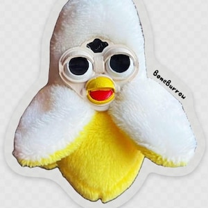 Gestanzte Vinyl-Aufkleber | KLAR | Furby-inspirierte Banana Oddbody | KNOCHENBAUM