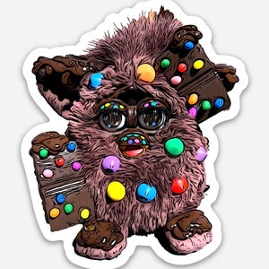 Die geschnittenen Vinyl-Aufkleber | Kosmische Brownie Custom Furby Design | Knochenbau | NICHT AI
