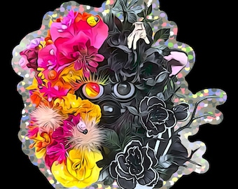 Vinyl Glitter Sticker | Wednesday Addams & Enid Inspired Furby Custom Design | BoneBurrow | NOT AI