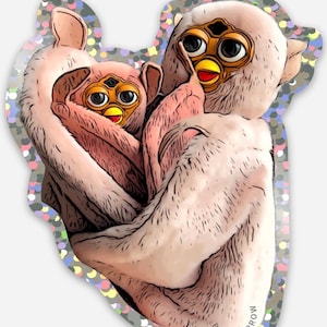 Glitzer Vinyl Aufkleber | Furby-inspirierter Oddbody |  Benutzerdefiniertes OOAK-Design | Knochenbau | Fledermausig
