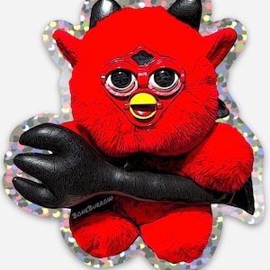 Glittervinylsticker | Furby-geïnspireerde Oddbody |  Aangepast OOAK-ontwerp | Bone Burrow | Duivel