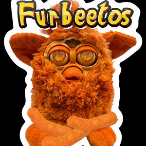 Die geschnittenen Vinyl-Aufkleber | "Cheeto" Furby-inspiriertes Design | Furbeetos | Knochenbau | NICHT AI