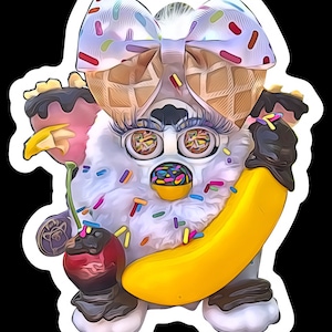 Die geschnittenen Vinyl-Aufkleber | Eisbecher Kundenspezifisches Furby Design | Knochenbau | NICHT AI