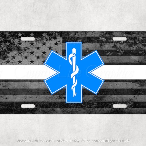 American Flag EMS License Plate Public Safety Vanity Plate Etsy