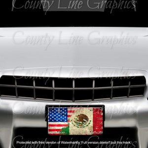 Mexican American Flag License Plate Custom Design Auto Car Tag Mexican American Auto Vanity Plate Gifts for Her Gifts for Him image 2