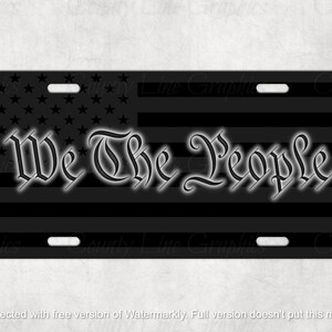 American Flag License Plate - We The People Vanity Plate - Custom Car Tag - Dark Grey License Plate - Auto Accessory - Constitution Gift