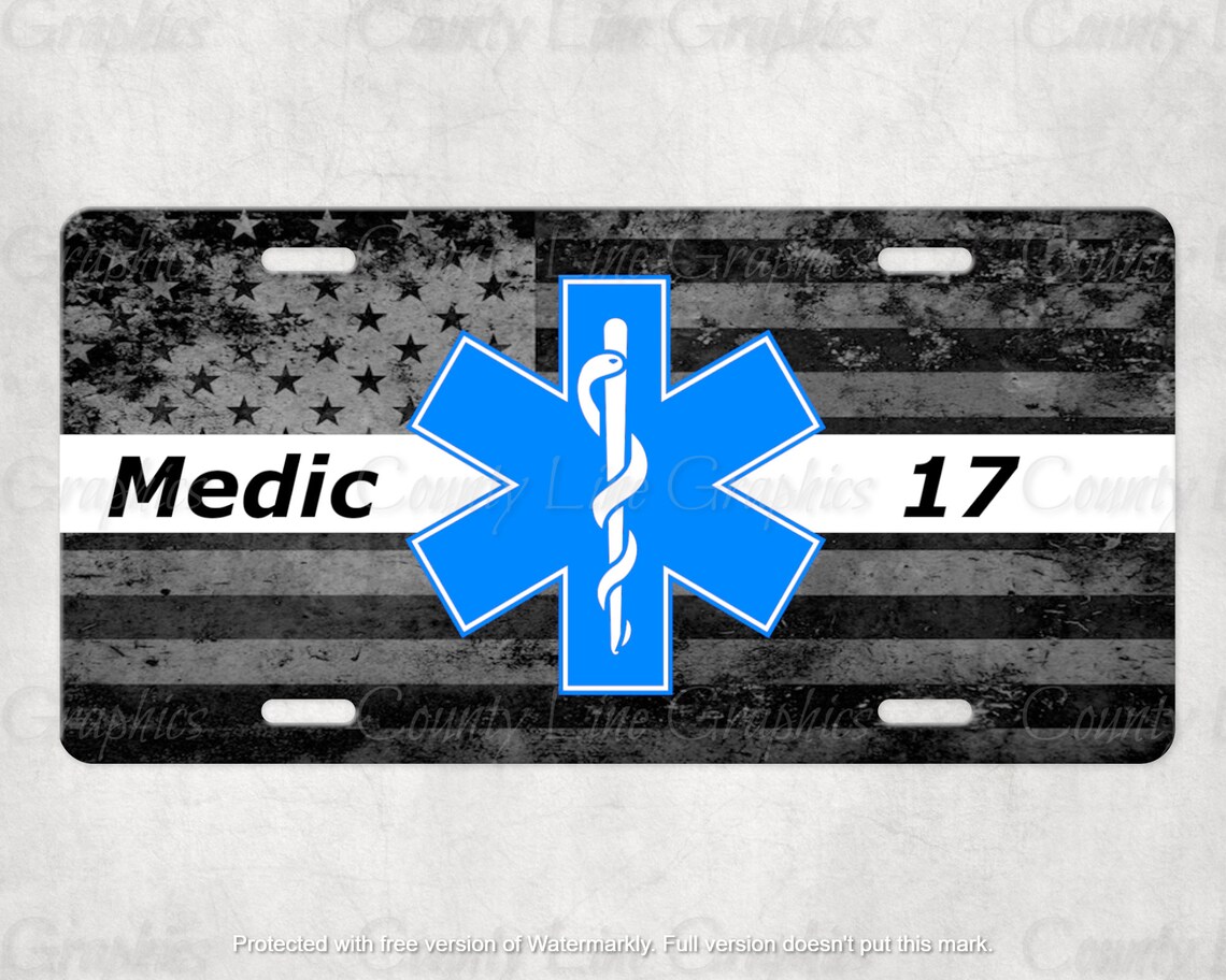 American Flag EMS License Plate Public Safety Vanity Plate Etsy