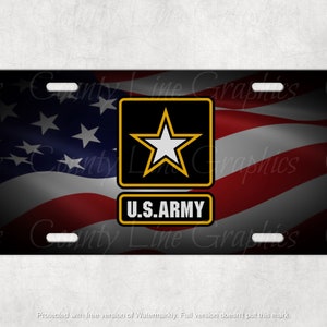 United States Army License Plate - American Flag Military Novelty Plate - Army Auto Car Tag - Military Vanity Plate - Army Gift
