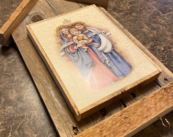 Rozenkranshouder van teruggewonnen hout Heilige Familie