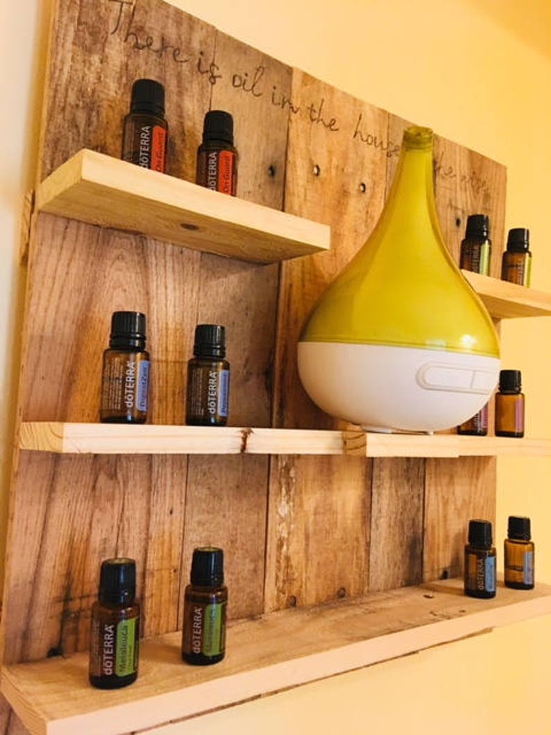 Reclaimed Wood Essential Oil and Diffuser Shelf / Organizer / Etsy