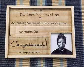 St. Josephine Bakhita teruggewonnen houtgebrande lijst