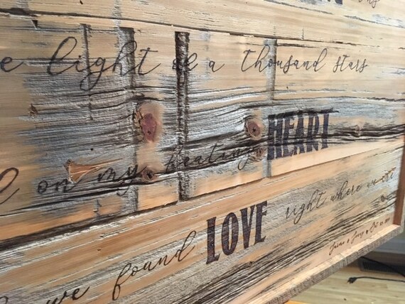 Reclaimed Barn Wood Burned Ed Sheeran Thinking Out Loud Etsy