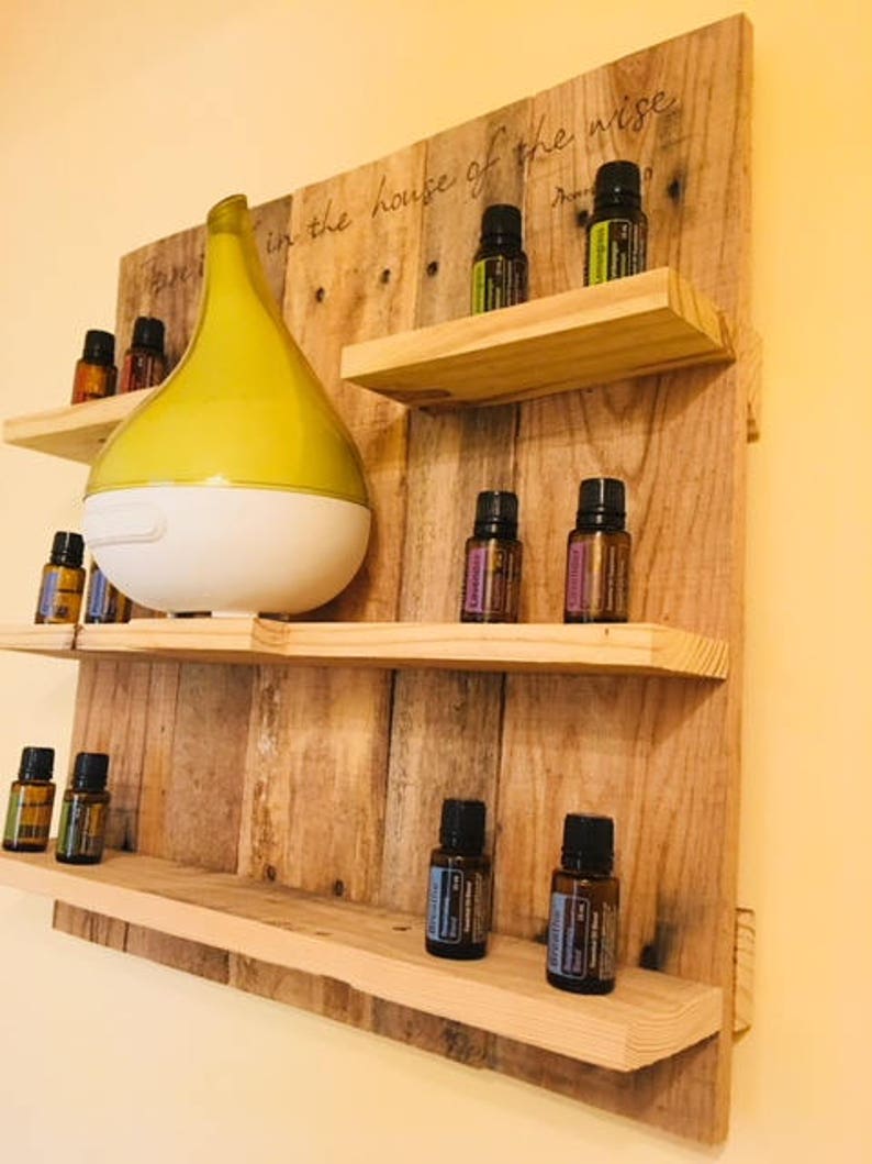 Reclaimed Wood Essential Oil and Diffuser Shelf / Organizer / Etsy