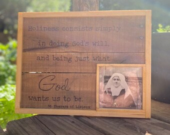 St. Therese of Lisieux  Reclaimed Wood Burned Frame