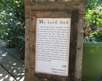 Thomas Merton-gebed met lijst van hergebruikt hout