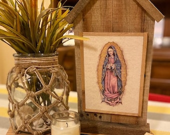 Onze Lieve Vrouw van Guadalupe Teruggewonnen Wood Mini Heiligdom