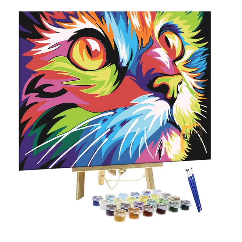 11x14 Abstract Cat Paint by Numbers Etsy