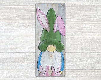 Easter Gnome Acrylic Painting on Wood