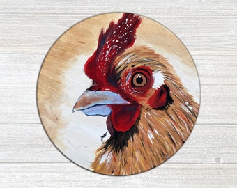 Chicken Acrylic Painting on Wood