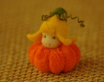 Miniature Pumpkin Waldorf Doll: Handmade Autumn Decor
