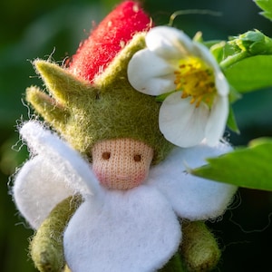Strawberry Blossom Gnome for Seasonal Table – A Whimsical Touch of Nature
