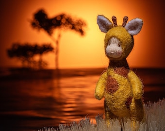 Tiny Waldorf Giraffe Doll – Handmade Wool Felt Miniature Animal Toy