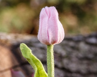 Felt Tulip flower child in little ceramic pot - nice Fall gifts