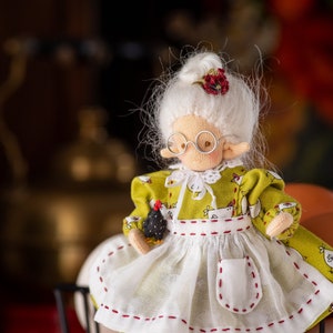 Gnome grandmother doll in removable clothes: Waldorf doll funny grandma gift, holiday gnome decor