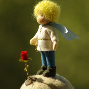 Little prince Waldorf ooak art doll on the planet: Easter gifts image 3