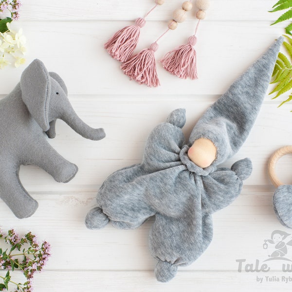 Sonajero para muñeca Waldorf: juguete suave para acurrucarse, 18 cm