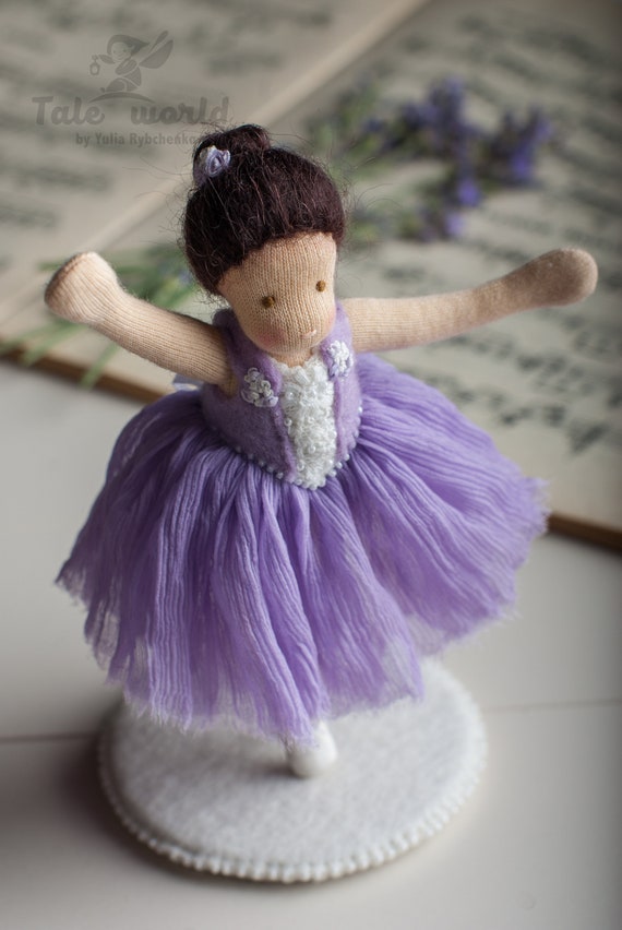 Ballerina Waldorf Doll – Handmade OOAK Art Doll with Wool & Silk Tutu
