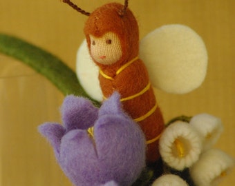 Felt bee Waldorf doll - eco friendly gifts - supernatural Spring gift ideas